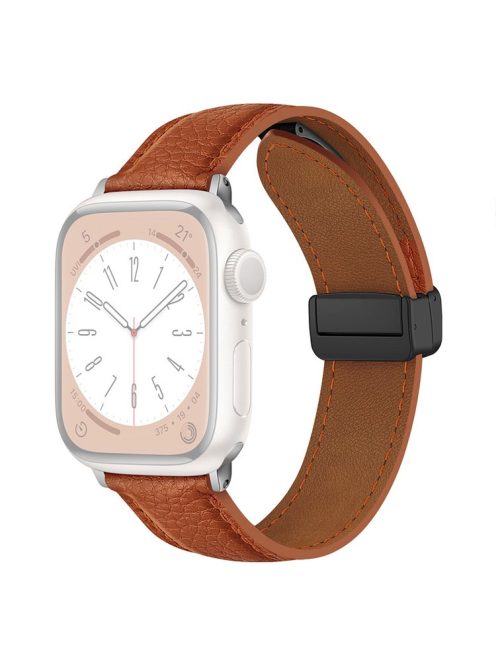 For Apple Watch 10 46mm / Ultra 2 / Ultra 49mm / 9 8 7 45mm / SE (2023) SE (2022) SE 6 5 4 44mm / 3 2 1 42mm Litchi Texture Leather Strap - Light Brown