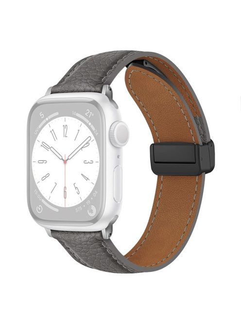 For Apple Watch 10 46mm / Ultra 2 / Ultra 49mm / 9 8 7 45mm / SE (2023) SE (2022) SE 6 5 4 44mm / 3 2 1 42mm Litchi Texture Leather Strap - Light Grey