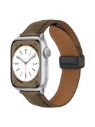 For Apple Watch 10 46mm / Ultra 2 / Ultra 49mm / 9 8 7 45mm / SE (2023) SE (2022) SE 6 5 4 44mm / 3 2 1 42mm Litchi Texture Leather Strap - Mud Grey