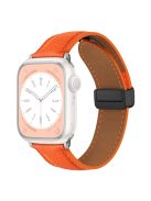 For Apple Watch 10 46mm / Ultra 2 / Ultra 49mm / 9 8 7 45mm / SE (2023) SE (2022) SE 6 5 4 44mm / 3 2 1 42mm Litchi Texture Leather Strap - Orange