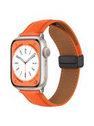 For Apple Watch 10 46mm / Ultra 2 / Ultra 49mm / 9 8 7 45mm / SE (2023) SE (2022) SE 6 5 4 44mm / 3 2 1 42mm Litchi Texture Leather Strap - Orange