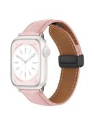 For Apple Watch 10 46mm / Ultra 2 / Ultra 49mm / 9 8 7 45mm / SE (2023) SE (2022) SE 6 5 4 44mm / 3 2 1 42mm Litchi Texture Leather Strap - Pink