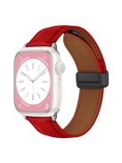 For Apple Watch 10 46mm / Ultra 2 / Ultra 49mm / 9 8 7 45mm / SE (2023) SE (2022) SE 6 5 4 44mm / 3 2 1 42mm Litchi Texture Leather Strap - Red