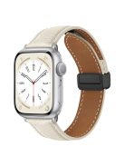 For Apple Watch 10 46mm / Ultra 2 / Ultra 49mm / 9 8 7 45mm / SE (2023) SE (2022) SE 6 5 4 44mm / 3 2 1 42mm Litchi Texture Leather Strap - White