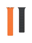 For Apple Watch 10 46mm / Ultra 2 / Ultra 49mm / 9 8 7 45mm / SE (2023) SE (2022) SE 6 5 4 44mm / 3 2 1 42mm Magnetic Silicone Watch Band - Black Orange