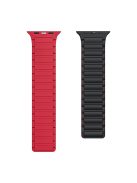 For Apple Watch 10 46mm / Ultra 2 / Ultra 49mm / 9 8 7 45mm / SE (2023) SE (2022) SE 6 5 4 44mm / 3 2 1 42mm Magnetic Silicone Watch Band - Black Red