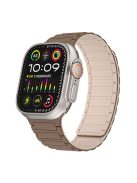 For Apple Watch 10 46mm / Ultra 2 / Ultra 49mm / 9 8 7 45mm / SE (2023) SE (2022) SE 6 5 4 44mm / 3 2 1 42mm Magnetic Silicone Watch Band - Brown Apricot