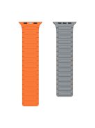 For Apple Watch 10 46mm / Ultra 2 / Ultra 49mm / 9 8 7 45mm / SE (2023) SE (2022) SE 6 5 4 44mm / 3 2 1 42mm Magnetic Silicone Watch Band - Grey Orange