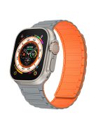 For Apple Watch 10 46mm / Ultra 2 / Ultra 49mm / 9 8 7 45mm / SE (2023) SE (2022) SE 6 5 4 44mm / 3 2 1 42mm Magnetic Silicone Watch Band - Grey Orange