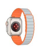 For Apple Watch 10 46mm / Ultra 2 / Ultra 49mm / 9 8 7 45mm / SE (2023) SE (2022) SE 6 5 4 44mm / 3 2 1 42mm Magnetic Silicone Watch Band - Grey+Orange