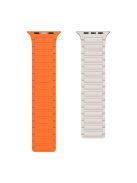 For Apple Watch 10 46mm / Ultra 2 / Ultra 49mm / 9 8 7 45mm / SE (2023) SE (2022) SE 6 5 4 44mm / 3 2 1 42mm Magnetic Silicone Watch Band - Starlight Orange