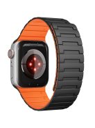 For Apple Watch 10 46mm / Ultra 2 / Ultra 49mm / 9 8 7 45mm / SE (2023) SE (2022) SE 6 5 4 44mm / 3 2 1 42mm Magnetic Silicone Watch Strap - Black+Orange