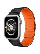 For Apple Watch 10 46mm / Ultra 2 / Ultra 49mm / 9 8 7 45mm / SE (2023) SE (2022) SE 6 5 4 44mm / 3 2 1 42mm Magnetic Silicone Watch Strap - Black+Orange