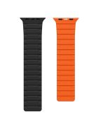 For Apple Watch 10 46mm / Ultra 2 / Ultra 49mm / 9 8 7 45mm / SE (2023) SE (2022) SE 6 5 4 44mm / 3 2 1 42mm Magnetic Silicone Watch Strap - Black+Orange