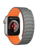 For Apple Watch 10 46mm / Ultra 2 / Ultra 49mm / 9 8 7 45mm / SE (2023) SE (2022) SE 6 5 4 44mm / 3 2 1 42mm Magnetic Silicone Watch Strap - Grey+Orange