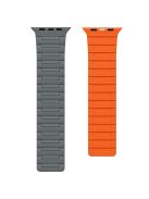 For Apple Watch 10 46mm / Ultra 2 / Ultra 49mm / 9 8 7 45mm / SE (2023) SE (2022) SE 6 5 4 44mm / 3 2 1 42mm Magnetic Silicone Watch Strap - Grey+Orange