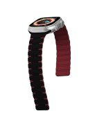 For Apple Watch 10 46mm / Ultra 2 / Ultra 49mm / 9 8 7 45mm / SE (2023) SE (2022) SE 6 5 4 44mm / 3 2 1 42mm Magnetic Smartwatch Band - Black+Wine Red