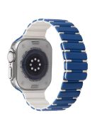 For Apple Watch 10 46mm / Ultra 2 / Ultra 49mm / 9 8 7 45mm / SE (2023) SE (2022) SE 6 5 4 44mm / 3 2 1 42mm Magnetic Smartwatch Band - Dark Blue+White