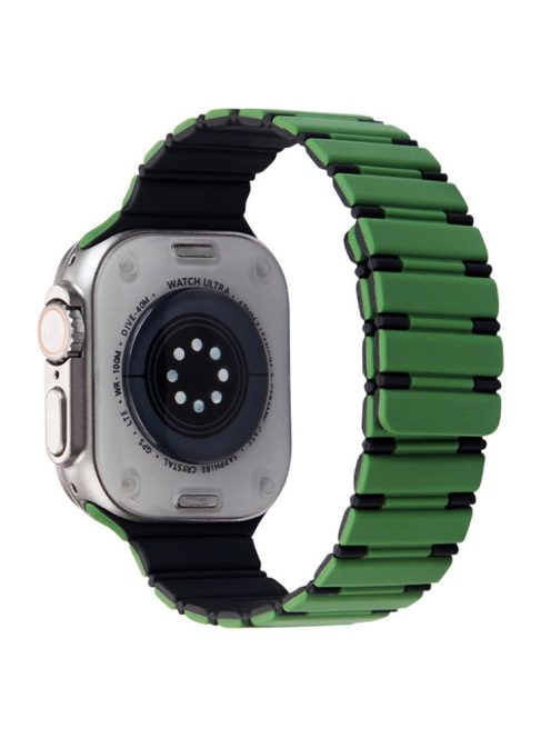 For Apple Watch 10 46mm / Ultra 2 / Ultra 49mm / 9 8 7 45mm / SE (2023) SE (2022) SE 6 5 4 44mm / 3 2 1 42mm Magnetic Smartwatch Band - Green+Black