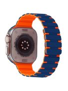 For Apple Watch 10 46mm / Ultra 2 / Ultra 49mm / 9 8 7 45mm / SE (2023) SE (2022) SE 6 5 4 44mm / 3 2 1 42mm Magnetic Smartwatch Band - Midnight Blue+Orange