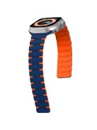 For Apple Watch 10 46mm / Ultra 2 / Ultra 49mm / 9 8 7 45mm / SE (2023) SE (2022) SE 6 5 4 44mm / 3 2 1 42mm Magnetic Smartwatch Band - Midnight Blue+Orange