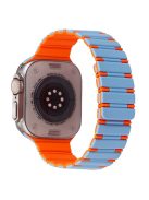 For Apple Watch 10 46mm / Ultra 2 / Ultra 49mm / 9 8 7 45mm / SE (2023) SE (2022) SE 6 5 4 44mm / 3 2 1 42mm Magnetic Smartwatch Band - Mist Blue+Orange