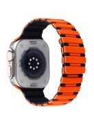 For Apple Watch 10 46mm / Ultra 2 / Ultra 49mm / 9 8 7 45mm / SE (2023) SE (2022) SE 6 5 4 44mm / 3 2 1 42mm Magnetic Smartwatch Band - Orange+Black