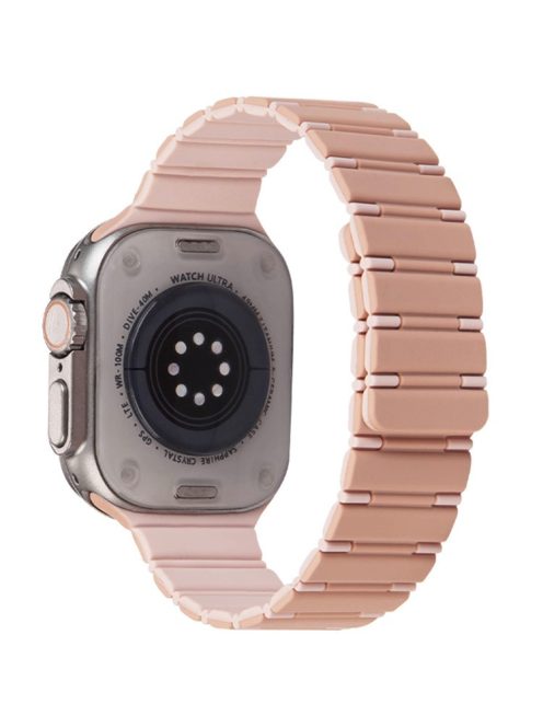 For Apple Watch 10 46mm / Ultra 2 / Ultra 49mm / 9 8 7 45mm / SE (2023) SE (2022) SE 6 5 4 44mm / 3 2 1 42mm Magnetic Smartwatch Band - Pink+Rose Pink