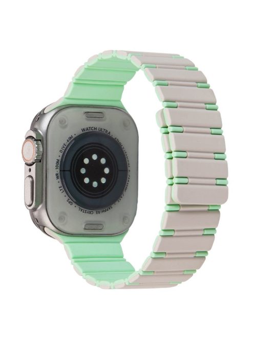 For Apple Watch 10 46mm / Ultra 2 / Ultra 49mm / 9 8 7 45mm / SE (2023) SE (2022) SE 6 5 4 44mm / 3 2 1 42mm Magnetic Smartwatch Band - Starlight+Mint Green