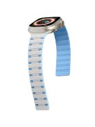 For Apple Watch 10 46mm / Ultra 2 / Ultra 49mm / 9 8 7 45mm / SE (2023) SE (2022) SE 6 5 4 44mm / 3 2 1 42mm Magnetic Smartwatch Band - White+Mist Blue