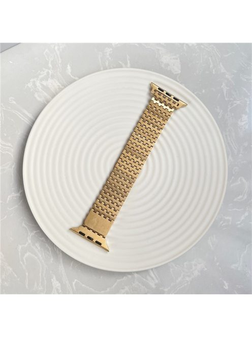 For Apple Watch 10 46mm / Ultra 2 / Ultra 49mm / 9 8 7 45mm / SE (2023) SE (2022) SE 6 5 4 44mm / 3 2 1 42mm Magnetic Stainless Steel Band 9-Bead - Gold