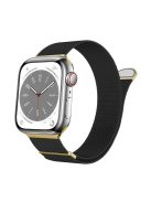 For Apple Watch 10 46mm / Ultra 2 / Ultra 49mm / 9 8 7 45mm / SE (2023) SE (2022) SE 6 5 4 44mm / 3 2 1 42mm Magnetic Strap Milanese Mesh Watch Bands - Black+Gold