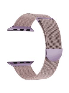   For Apple Watch 10 46mm / Ultra 2 / Ultra 49mm / 9 8 7 45mm / SE (2023) SE (2022) SE 6 5 4 44mm / 3 2 1 42mm Magnetic Strap Milanese Mesh Watch Bands - Pink+Purple