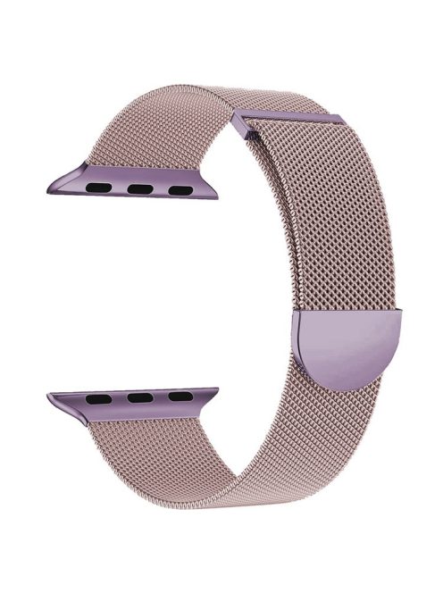 For Apple Watch 10 46mm / Ultra 2 / Ultra 49mm / 9 8 7 45mm / SE (2023) SE (2022) SE 6 5 4 44mm / 3 2 1 42mm Magnetic Strap Milanese Mesh Watch Bands - Pink+Purple