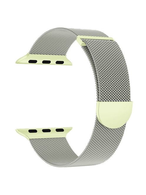 For Apple Watch 10 46mm / Ultra 2 / Ultra 49mm / 9 8 7 45mm / SE (2023) SE (2022) SE 6 5 4 44mm / 3 2 1 42mm Magnetic Strap Milanese Mesh Watch Bands - Starlight+Green