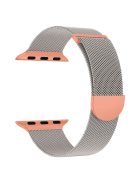 For Apple Watch 10 46mm / Ultra 2 / Ultra 49mm / 9 8 7 45mm / SE (2023) SE (2022) SE 6 5 4 44mm / 3 2 1 42mm Magnetic Strap Milanese Mesh Watch Bands - Starlight+Orange