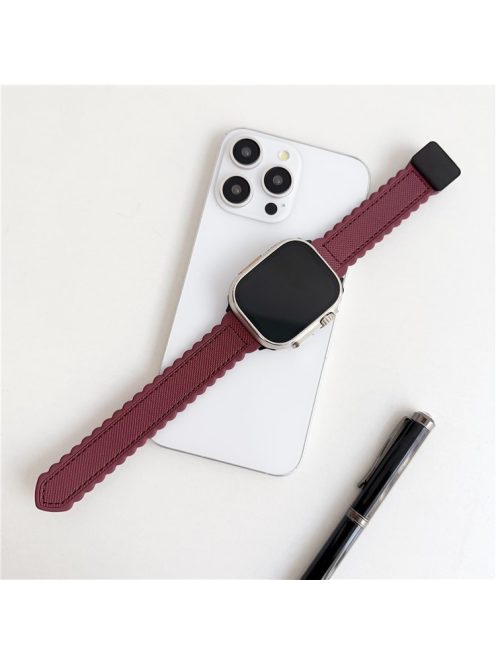 For Apple Watch 10 46mm / Ultra 2 / Ultra 49mm / 9 8 7 45mm / SE (2023) SE (2022) SE 6 5 4 44mm / 3 2 1 42mm Magnetic Watch Strap - Wine Red