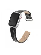 For Apple Watch 10 46mm / Ultra 2 / Ultra 49mm / 9 8 7 45mm / SE (2023) SE (2022) SE 6 5 4 44mm / 3 2 1 42mm Marble Leather Watch Band - Black