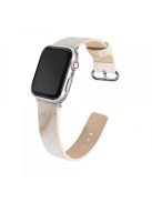 For Apple Watch 10 46mm / Ultra 2 / Ultra 49mm / 9 8 7 45mm / SE (2023) SE (2022) SE 6 5 4 44mm / 3 2 1 42mm Marble Leather Watch Band - White