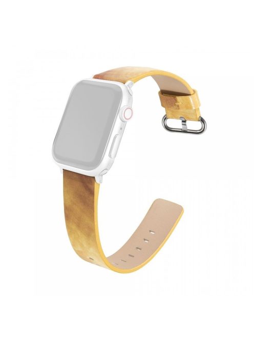 For Apple Watch 10 46mm / Ultra 2 / Ultra 49mm / 9 8 7 45mm / SE (2023) SE (2022) SE 6 5 4 44mm / 3 2 1 42mm Marble Leather Watch Band - Yellow