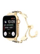 For Apple Watch 10 46mm / Ultra 2 / Ultra 49mm / 9 8 7 45mm / SE (2023) SE (2022) SE 6 5 4 44mm / 3 2 1 42mm Metal Bracelet Band - Black / Gold