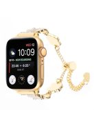 For Apple Watch 10 46mm / Ultra 2 / Ultra 49mm / 9 8 7 45mm / SE (2023) SE (2022) SE 6 5 4 44mm / 3 2 1 42mm Metal Bracelet Band - White / Gold