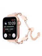 For Apple Watch 10 46mm / Ultra 2 / Ultra 49mm / 9 8 7 45mm / SE (2023) SE (2022) SE 6 5 4 44mm / 3 2 1 42mm Metal Bracelet Band - White / Rose Gold