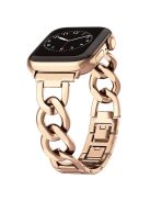 For Apple Watch 10 46mm / Ultra 2 / Ultra 49mm / 9 8 7 45mm / SE (2023) SE (2022) SE 6 5 4 44mm / 3 2 1 42mm Metal Chain Smartwatch Band - Rose Gold