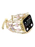 For Apple Watch 10 46mm / Ultra 2 / Ultra 49mm / 9 8 7 45mm / SE (2023) SE (2022) SE 6 5 4 44mm / 3 2 1 42mm Metal Watchband - Pink / Gold