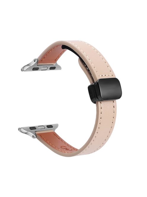 For Apple Watch 10 46mm / Ultra 2 / Ultra 49mm / 9 8 7 45mm / SE (2023) SE (2022) SE 6 5 4 44mm / 3 2 1 42mm Microfiber Leather Band - Apricot