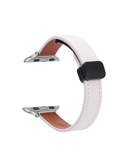 For Apple Watch 10 46mm / Ultra 2 / Ultra 49mm / 9 8 7 45mm / SE (2023) SE (2022) SE 6 5 4 44mm / 3 2 1 42mm Microfiber Leather Band - Beige Apricot