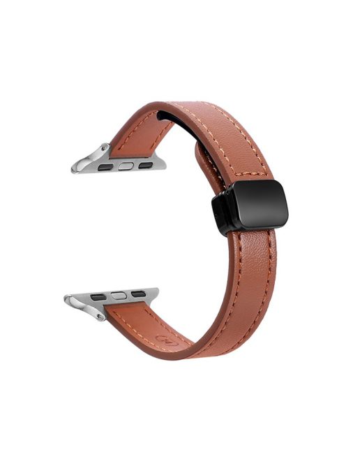 For Apple Watch 10 46mm / Ultra 2 / Ultra 49mm / 9 8 7 45mm / SE (2023) SE (2022) SE 6 5 4 44mm / 3 2 1 42mm Microfiber Leather Band - Brown