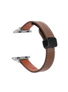 For Apple Watch 10 46mm / Ultra 2 / Ultra 49mm / 9 8 7 45mm / SE (2023) SE (2022) SE 6 5 4 44mm / 3 2 1 42mm Microfiber Leather Band - Caramel