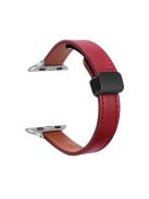 For Apple Watch 10 46mm / Ultra 2 / Ultra 49mm / 9 8 7 45mm / SE (2023) SE (2022) SE 6 5 4 44mm / 3 2 1 42mm Microfiber Leather Band - Wine Red